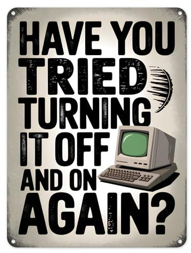 Shopagift Funny Computers On and Off Metal Poster Wall Tin Sign Man Cave Shed Bar Bedroom Home Kitchen - A3