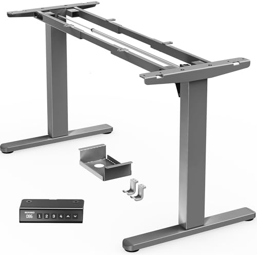 HUANUO Höhenverstellbarer Schreibtisch Gestell mit Bürstenlosem Motor | 100 kg Tragfähigkeit,für Tischplatten 110–200 cm,leiser Lauf, robuste Stahlkonstruktion, einfache Montage,