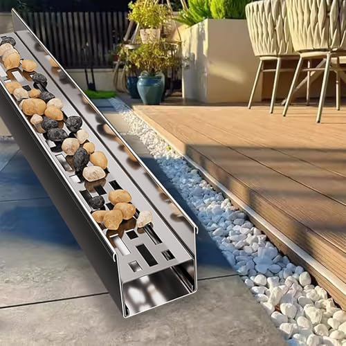 Blazea Caniveau Exterieur Système de Caniveau de Terrasse pour Remplissage de Galets, Grille de Drainage pour Caniveau de Sol Extérieur, en Forme de U, Robuste, pour Béton(10x5cm(4x2))