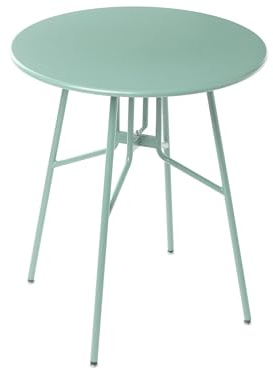 Beliani Garden Outdoor Dining Table Metal Iron Round ø 64 cm Light Green Taltal