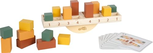 small Foot Montessori Balancierspiel aus FSC 100%-zertifiziertem Holz, 16 farbige Holzblöcke mit Vorlagen, Stapelspiel mit Wippe, für Kinder ab 3 Jahren, 12745