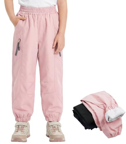 Domueay Girls Waterproof Trousers Windproof Pants, Age 12-13 Years, Pink