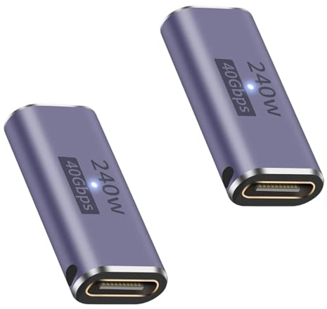 2 Stück USB C Coupler 40Gbps, kompakter USB C Female to Female Verbinder für 8K@60Hz Video, 240W Schnellladung und Datenübertragung, vielseitiger USB C adapter für Geräte mit Typ C Schnittstelle