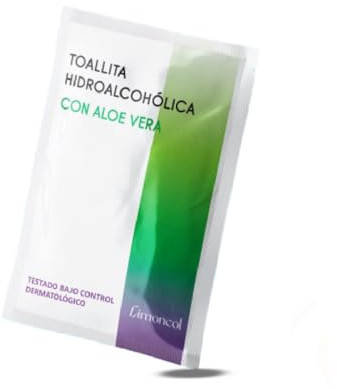 Limoncol Toallitas Hidroalcohólicas con Aloe Vera, Sobres Individuales, Higiene de Manos sin Aclarado, Mínimo 70% Alcohol (100 unidades)