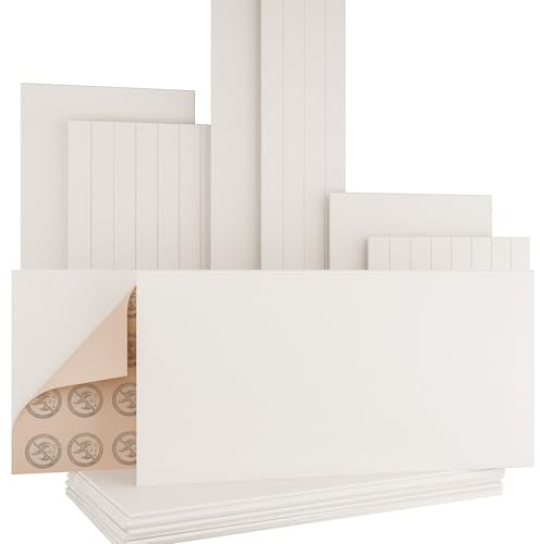 AKUSTIKO Akustikpaneele Selbstklebend 120x60cm - 4 Stück Warmweiß Akustik Wandpaneele Brandschutzklasse B-s1-d0 Panels Filz 9mm Hexim Decken- & Wandverkleidung Wand Optimierung (2.88m²)