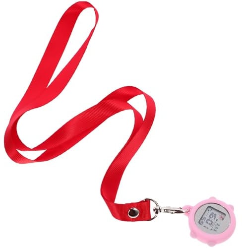 Mikikit Orologio da Infermiere Portatile con Clip Medica e Cinturino da Collo, Digitale Rotondo in Lega e Silicone, Luminoso per Studenti e Professionisti Medici
