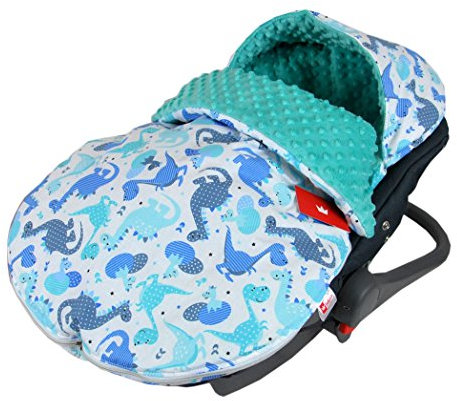 Fußsack SOMMERFUßSACK 90cm Minky Babyschale Kinderwagen Buggy Jogger (1. Minze + Dino)