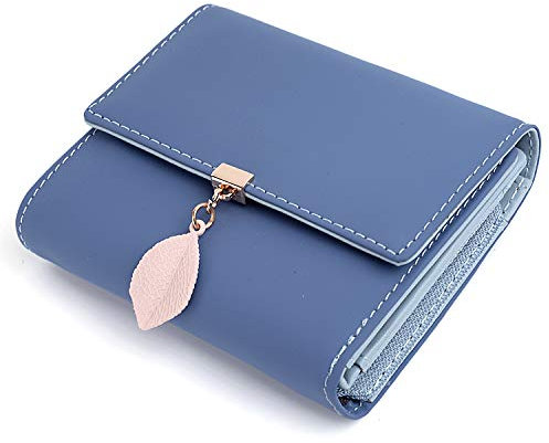 UTO Portefeuille Femme Porte-Monnaie Feuille Exquis Pendentif en PU Cuir 6 emplacements de Carte Bleu