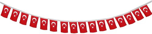 Sonia Originelli Fahnen Girlande Flaggenkette Länder Nationen Partygirlande Fanartikel EM WM Geburtstag Farbe: Türkei