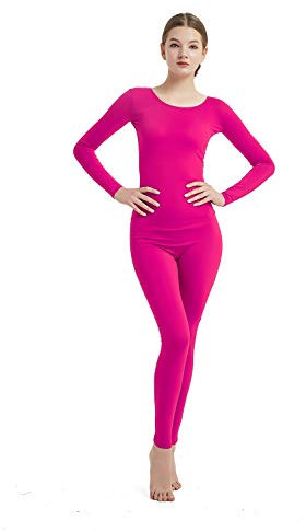Full Bodysuit Combinaison zentai à manches longues en élasthanne pour femme, rose vif, Medium