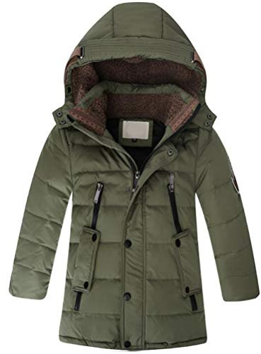 Vogstyle Jungen Winterjacke mit Kapuze Jacken Blouson Kinder Kapuzenparka Warm Blouson Wintermantel, Army Grün, 8-9 Jahre/Körpergröße 130-140 (Herstellergröße: 140)