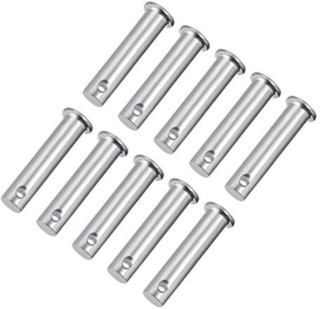 sourcing map 10 Stück Einloch Gabelbolzen 10mm x 45mm Flachkopf verzinkter Stahl