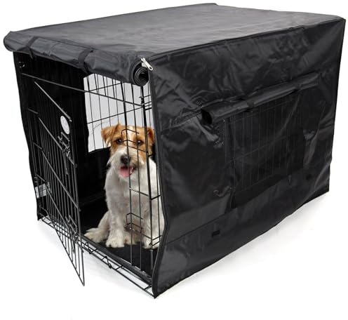 Easipet Dog Cage Cover, 42 inch, Black, Waterproof Polyester with Mesh Windows