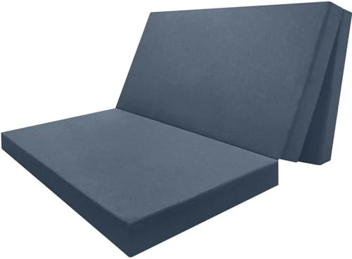 DecorQUALITY - Colchon Plegable Camper, Colchón con Espuma Plegable – para Furgonetas Camper, Cama Invitados, Camión o Caravana (Azul 120 x190 x10 cm)