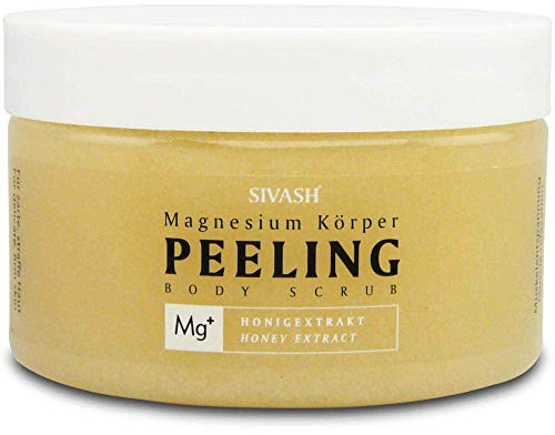 SIVASH Magnesium Körperpeeling Body Scrub mit Honigextrakt, 250ml - Feines Peeling mit Magnesiumchlorid-Kristallen für schönere Haut und lockere Muskulatur