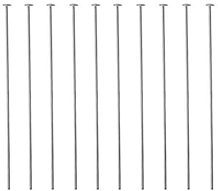DIY925 10 Stück Nietstifte Kopfstifte 925 Sterling Silber 70mm x Ø 0,5mm x 1,8mm Kopf Prismenstifte für Ohrhänger Schmuckherstellung