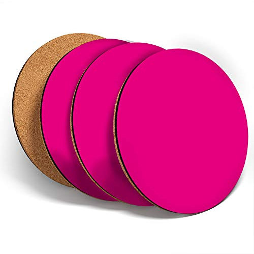 Destination 46083 Lot de 4 sous-verres ronds en vinyle Motif blocs de boisson/dessous de verre brillant Rose Magenta