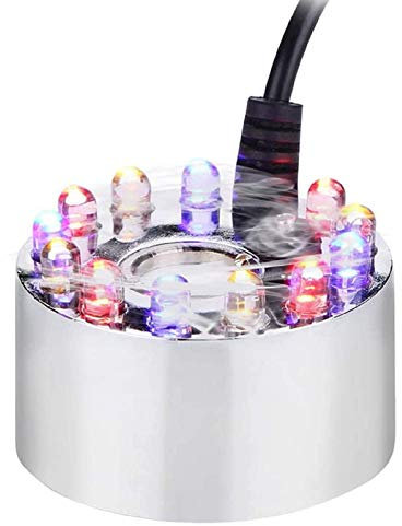 YALIKESI Atomiseur pour Aquarium, 12 lumières LED Qui Change de Couleur, atomiseur à ultrasons, pour Fontaine de Piscine pour intérieur pour extérieur