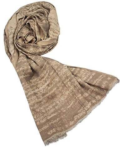 Sunsa Damen/Herren Schal, weich Winter Halstuch aus Baumwolle & Viskose. Große Unisex Herbst Winterschal. Tücher & Schals als Geschenkidee für Männer oder Frauen (hellbraun/beige)