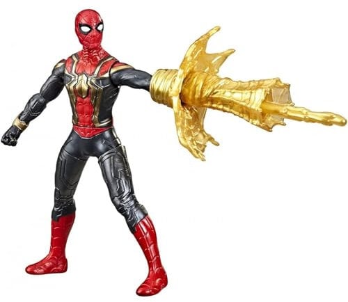 Spider-Man Marvel 15-Cm Deluxe Web Spin Movie-Inspired Action Figure Toy Age 4+ With Weapon Attack Squeeze Legs Feature, Ages 4 and Up