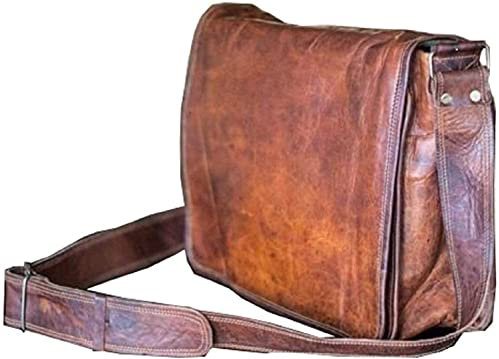 Kleine Umhängetasche aus echtem Leder, für iPad/Tablet, Vintage, 11,5 Zoll (27,9 cm) iPad Pro für Damen und Herren, Braun, Small, Einfach