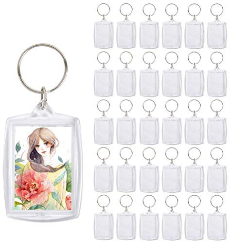 EMNIMQ 30 Stück Acryl Foto Schlüsselanhänger mit Schlüsselring Fotoanhänger Schlüssel mit Bild Bilderrahmen Schlüsselanhänger Transparent Fotoschlüsselanhanger 4 cm mal 5,5 cm