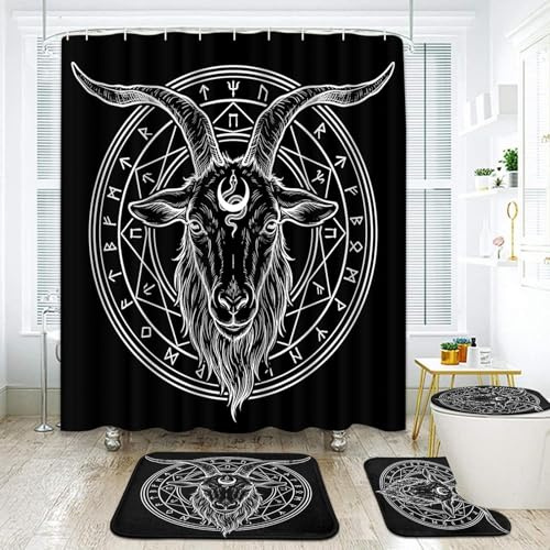 ArtSocket Lot de 4 Rideaux de Douche Motif tête de Mort 182,9 x 182,9 cm