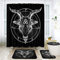 ArtSocket 4-teiliges Duschvorhang-Set Goth Totenkopf Geometrie Formen Satan Skelett Retro Rock mit rutschfesten Teppichen WC-Deckel und Badematte Badezimmer Dekor Set 183 x 183 cm