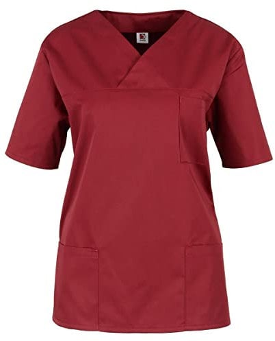 beb Basic Unisex Kasack Kurzarm Weinrot 65% Polyester 35% Baumwolle Damen Herren Größe 3XL