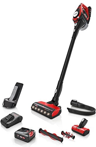 Bosch Akku-Staubsauger Unlimited Gen2 Serie 8 ProAnimal BCS8224PET, Tierhaar-Staubsauger, beutellos, bis 65 Min Laufzeit, mit Wechselakku, Schnellladegerät, Hygiene-Filter, Tierhaar-Bürstenrolle, rot
