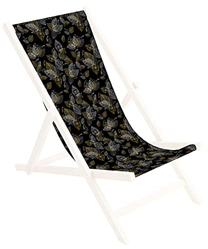 Ferocity Ersatz-Stoffbezug Wechselbarer Liegestuhl Stoffbezug 100% Polyester für Holz-Liegestuhl Klappliegestuhl Motiv Blätter [119]