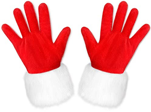 Boyiee Rote Weihnachtshandschuhe, Samt, Pelz, Frauen & Kinder, Kostüm, Handschuhe, Weihnachtszubehör