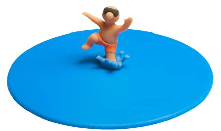 Lurch 210889 Mein Deckel Splash Freddy Freestyle, Glasabdeckung aus 100% BPA-freiem Premium-Platin-Silikon, Ø 10,5cm, Blau