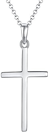 JO WISDOM Damen Kette Silber 925,Halskette Anhänger Kreuz mit Weißgold plattiert,Schmuck für Frauen