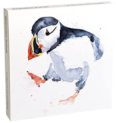 Museums & Galleries Symon Kaye Watercolour Animals Pack of 8 Square Art Greeting Cards with White Envelopes