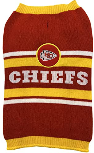NFL Kansas City Chiefs Hundepullover, Größe XS Warmer und gemütlicher Strickpullover mit NFL Team Logo, Bester Welpenpullover für große und kleine Hunde