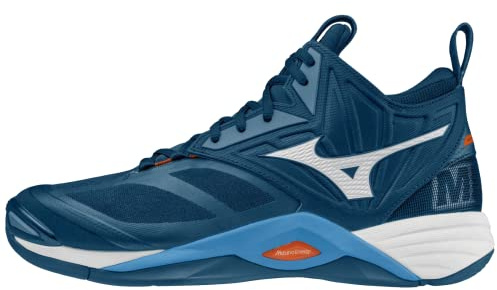 Mizuno Wave Momentum 2 Mid Volleyballschuhe für Erwachsene, DarkDenim/White/ScarletIbi, 40.5 EU, Darkdenim White Scarletibi, 40.5 EU