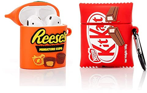 BGAANM niedliche Airpods 1/2 Hülle Silikon Cover mit Schlüsselanhänger, Cartoon Skin Design Kopfhörer Ladehülle Schutzhülle Zubehör Kits kompatibel für Airpods 1 und 2