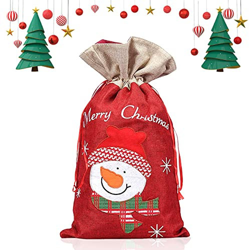 Nikolaussäckchen, Weihnachtssack Weihnachten Geschenkbeutel, Weihnachts Geschenktüten, Weihnachtsmannsack mit Kordelzug, Jutesäckchen Weihnachten Tasche Geschenk Packtaschen für Weihnachtsdekoration