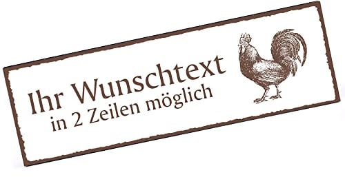 Türschild Hahn Namensschild personalisiert mit Gravur- 150mm x 50mm - selbstklebend