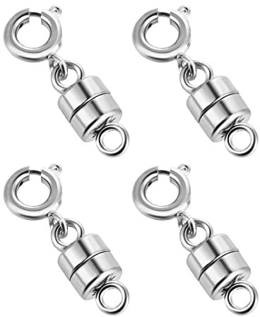 ASTER 4 Stück Magnet Schmuck Verschlüsse Ketten Magnetverschluss Magnetische Schmuckverschluss für DIY Armband Halskette Schmuckherstellung, Magnetischer Kettenverschluss (Silber)