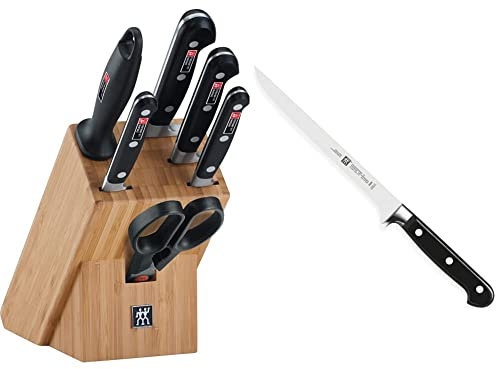 Zwilling Professional S 35621-004-0 Blocco coltelli, Fusione Speciale, 7 Pezzi & Coltello per Sfilettare, Lunghezza Lama 18 cm, Lama Sottile