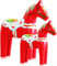 Luqeeg Schwedisches Dala aus Holz 1 Paar Schwedische Dala Figur, Handbemalt Rotes Dala-Pferd Ornament Klassisches Handwerk für Zuhause, Weihnachtsdekoration,
