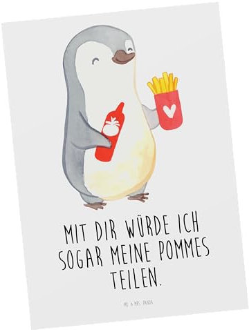 Mr. & Mrs. Panda Postkarte Pinguin Pommes - Geschenk, Grußkarte, Ehemann, Ansichtskarte, Mitbringsel, Liebesgeschenk, Einladung Geburtstag,