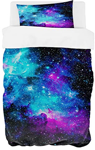 Zomer Bettwäsche Set 135x200 Bettwäsche 2tlg Weich Mikrofaser Bettbezug - 1 Bettdeckenbezug + 1 Kissenbezug 80x80cm mit Galaxie