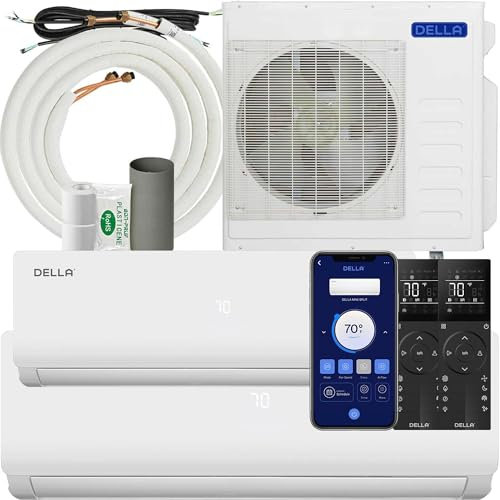 DELLA 36K BTU ODU 2 Dual Zone 12000 24000 BTU 19 SEER2 208-230V Cools up to 2050 sq ft Wifi Energy Efficiency Multi-Zone Ductless Mini Heat Pump Split Air Conditioner