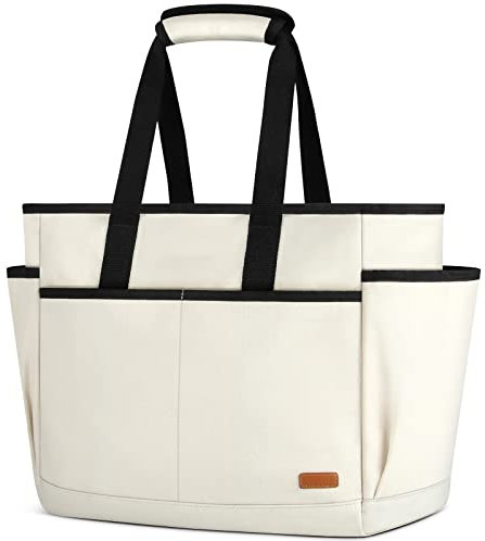 Lubardy Strandtasche XXL Familie Groß Strandtasche Damen Badetasche XXL Shopper Damen Groß mit Reißverschluss Wasserdicht 30L Mehrere Taschen für Strand Reise Schwimmen Fitnessstudio 30L Beige