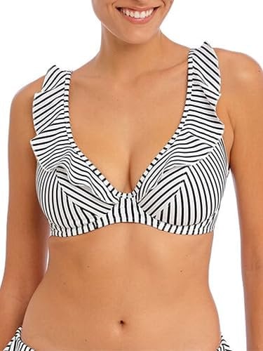 Freya Damen Standard Bikinioberteil, Streifen, Schwarz, 36FF