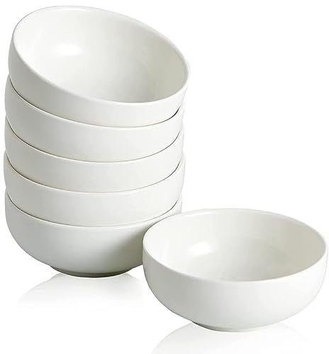 VIRSUS 6 Ciotole in Melamina 8164, colore BIANCO, misura 7x3,5 cm, Coppetta anti urto, Riutilizzabile, Impilabile, per salse, soia, piccoli dessert, finger food (Rotonda)