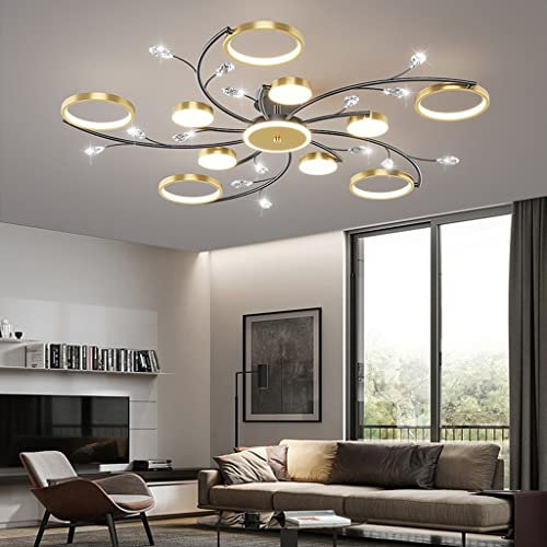 LED Modern Kristall Deckenleuchte Mit Fernbedienung Dimmbar Wohnzimmer Deckenlampe Creative Runden Deckenlicht Aluminium Acryl Lampenschirm 3000K-6502K Esstisch Halle Beleuchtung Innenleuchte (Color